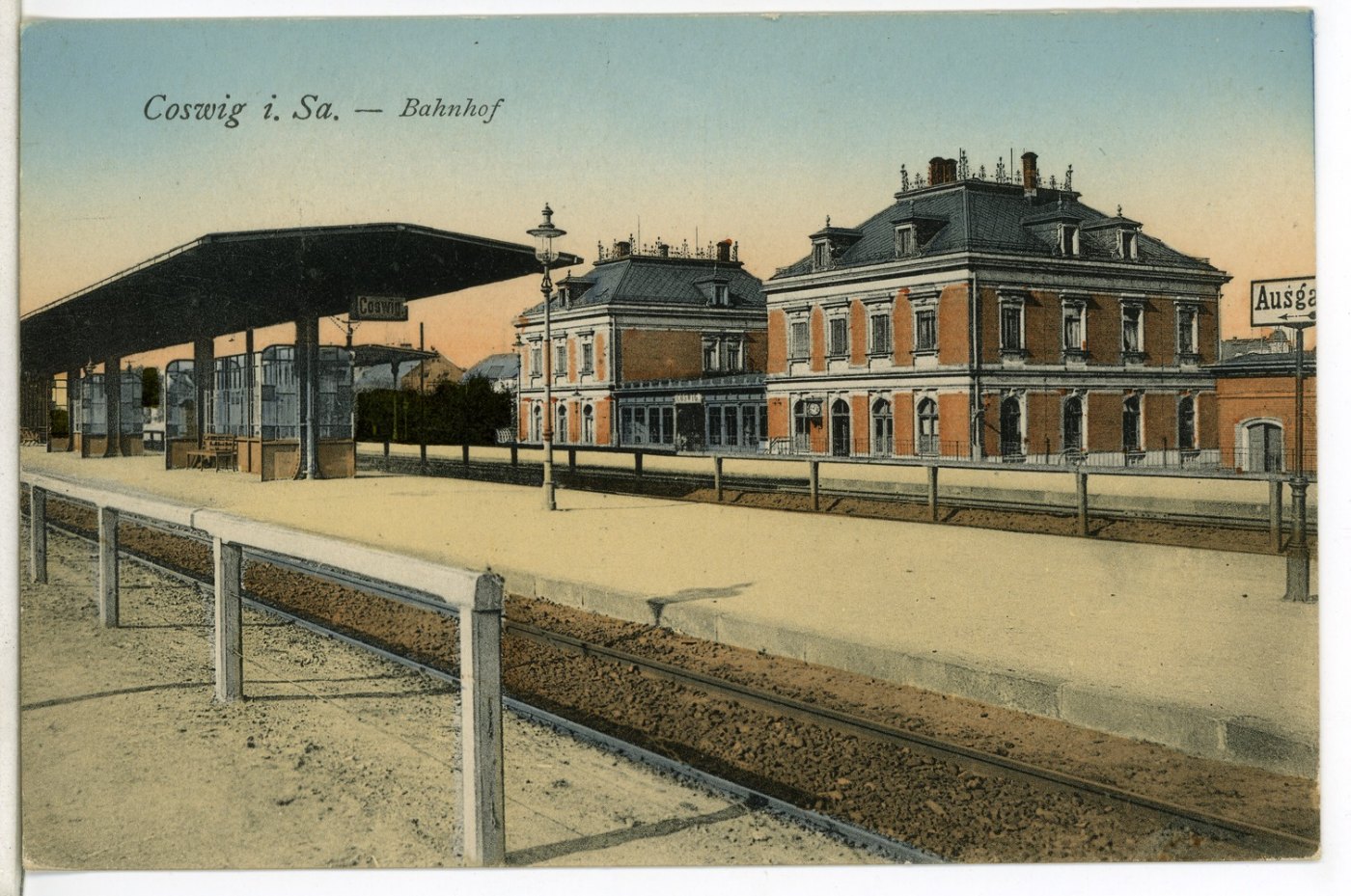 09717 Coswig 1908 Bahnhof Brück & Sohn Kunstverlag