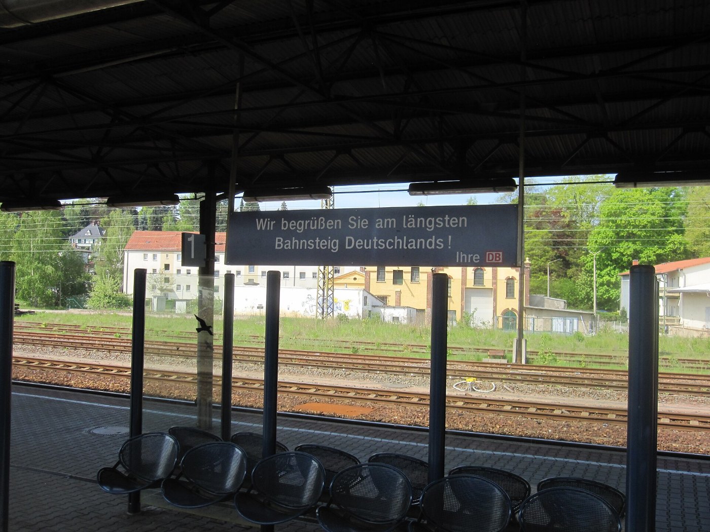 Gößnitz Schild Bahnsteig