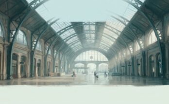 Was ist Poetry Slam: die große Halle eines alten Bahnhofs mit Glasdach und hohen Bögen