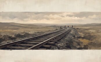 Poetry Slam Geschichte: eine Bahnstrecke aus dem 19. Jahrhundert wird über offenes Land gebaut