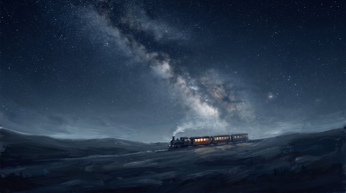 Poetry Slam über die Sterne: der Blick aus einem fahrenden Nachtzug hinauf in einen weiten, funkelnden Sternenhimmel