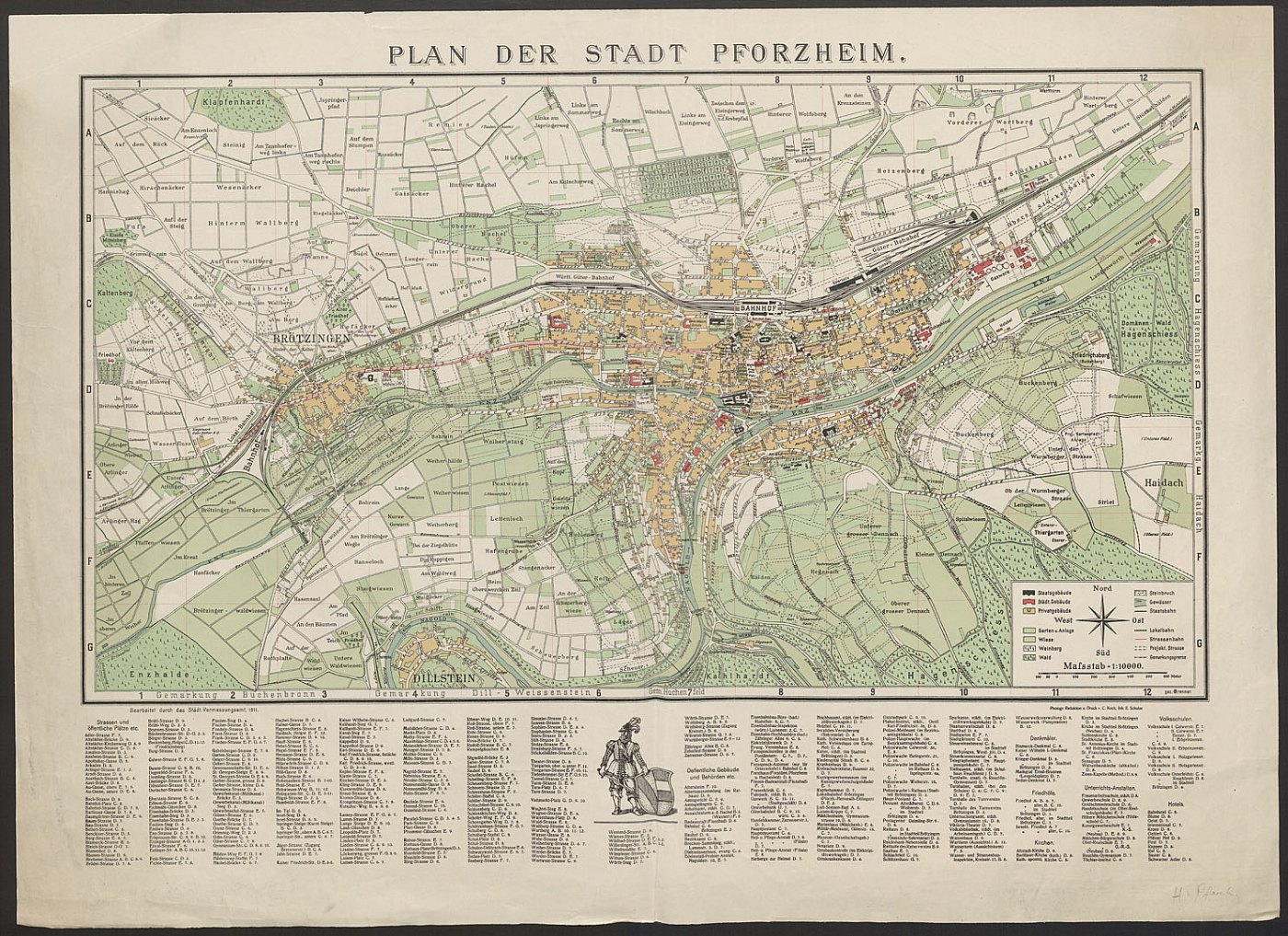 Plan der Stadt Pforzheim LABW Generallandesarchiv Karlsruhe H Pforzheim