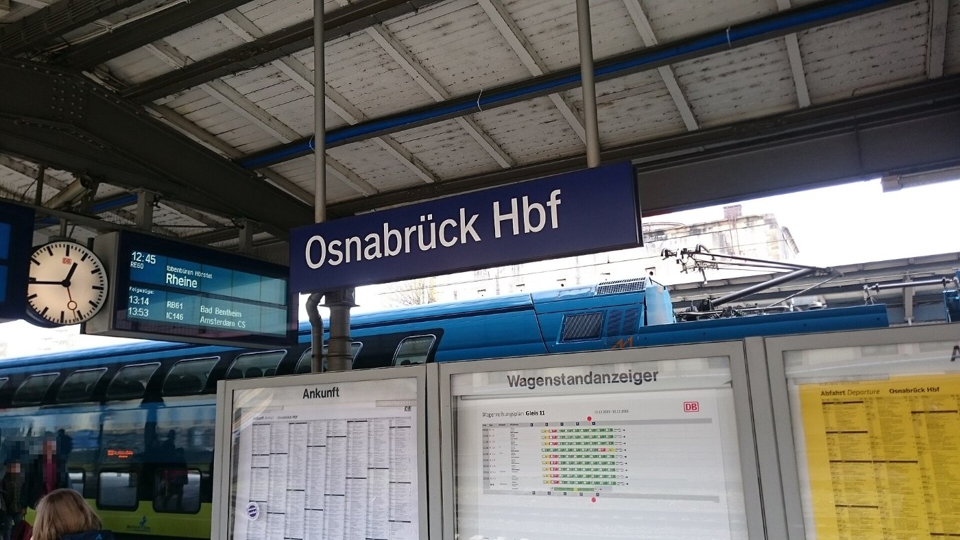 Bahnsteig im Osnabrücker Hauptbahnhof