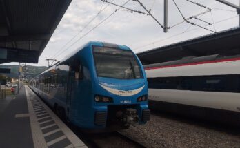Zug am Bahnhof Lindau-Reutin