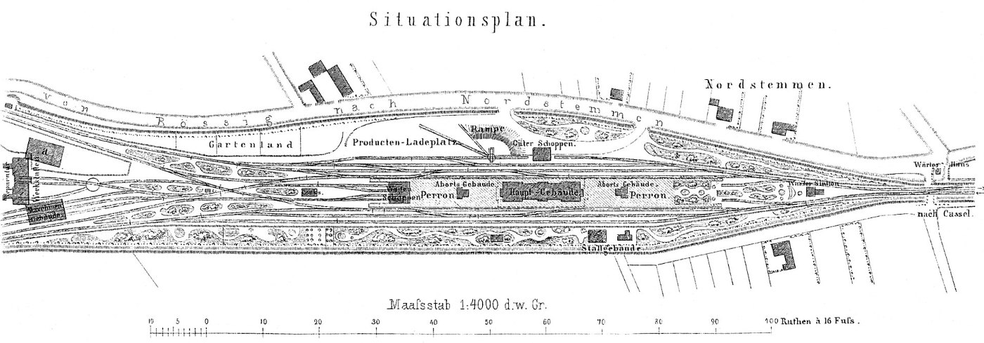 Lageplan vom Bahnhof Nordstemmen aus dem Jahr 1861
