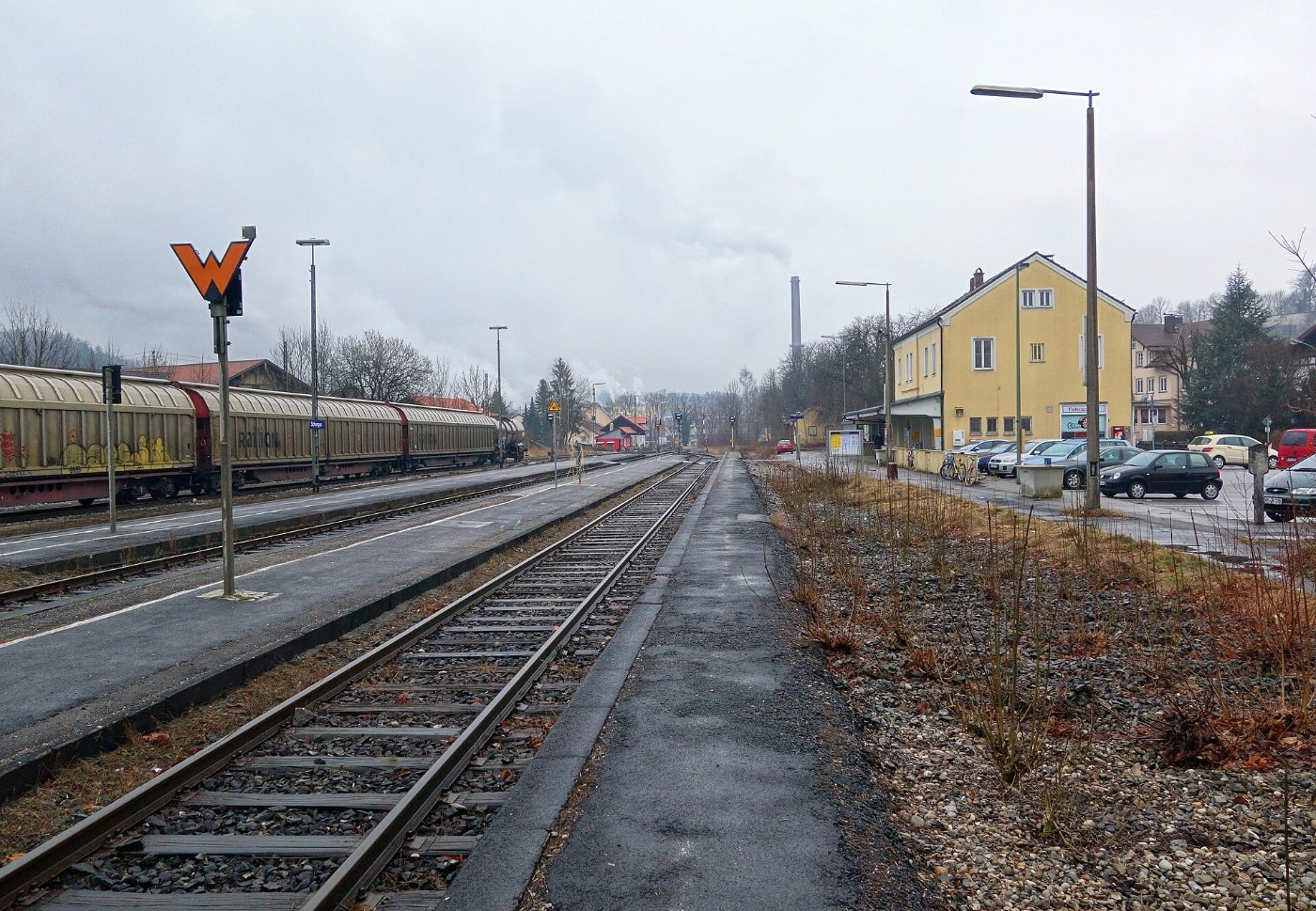 Bahnhof Schongau Gleis 2 und aufgelassenes Gleis 1