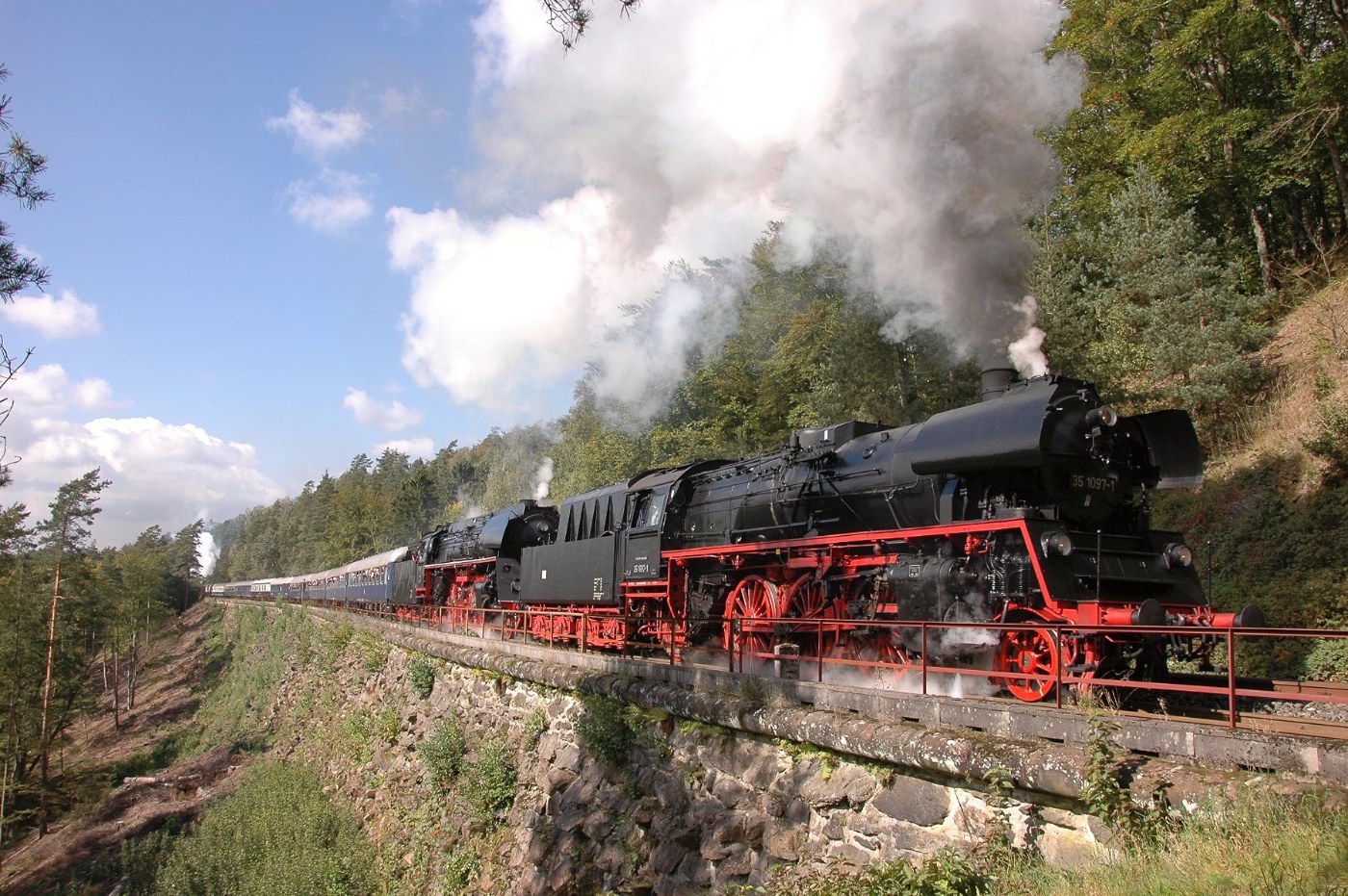 Dampfzug auf der Schiefen Ebene