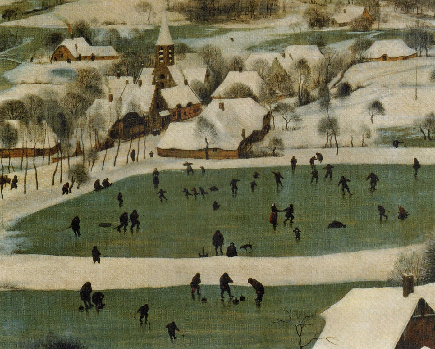 Jäger im Schnee (Eisläufer und Kaminbrand)