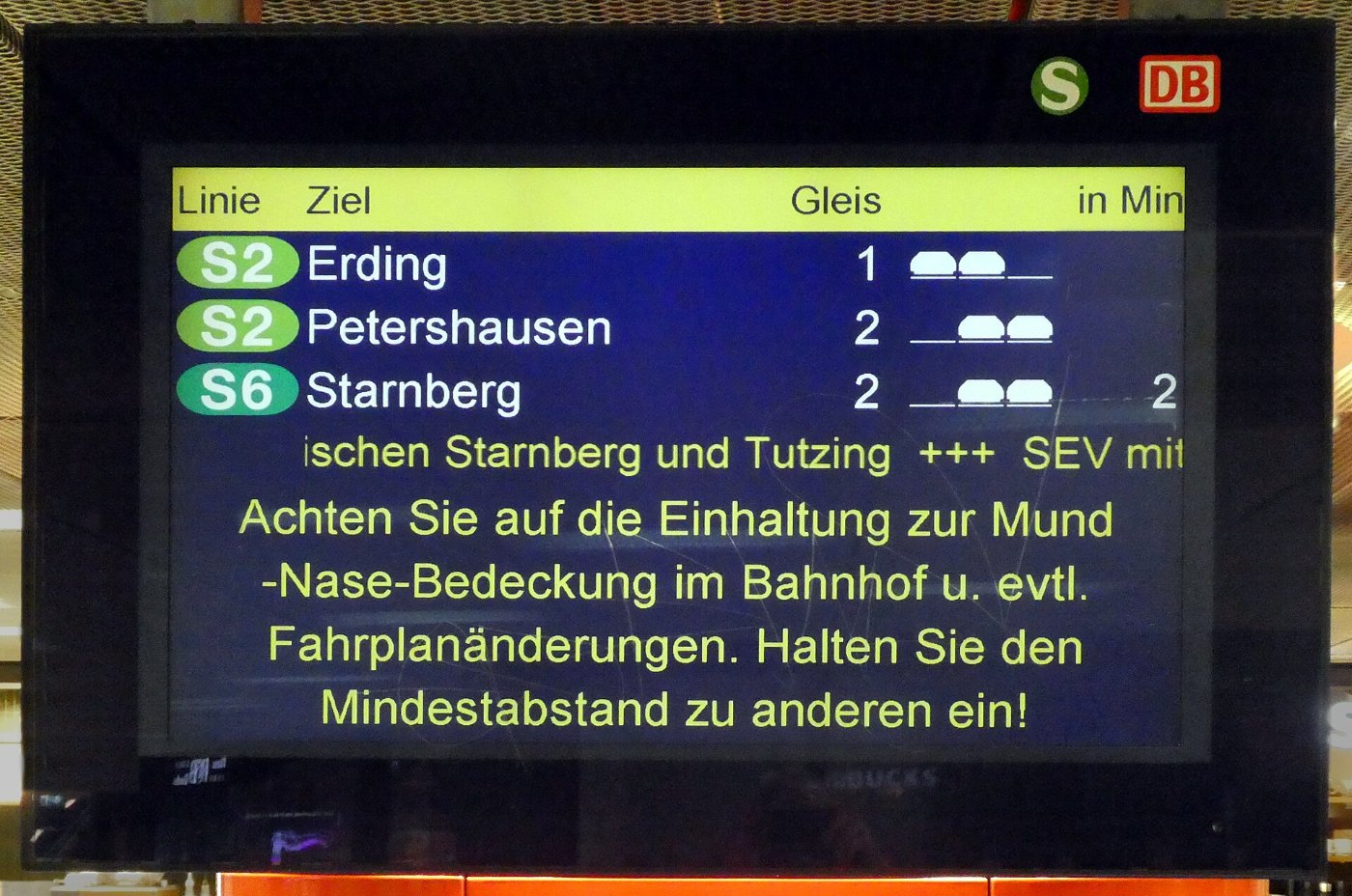 München, S Bahn, SARS CoV 2 Hinweis, 1