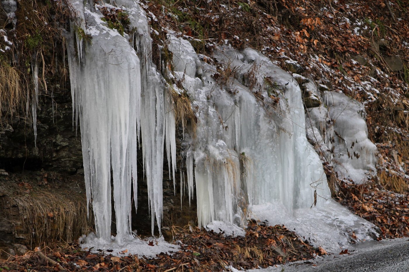 Ice formation on Shingle Run Road 3