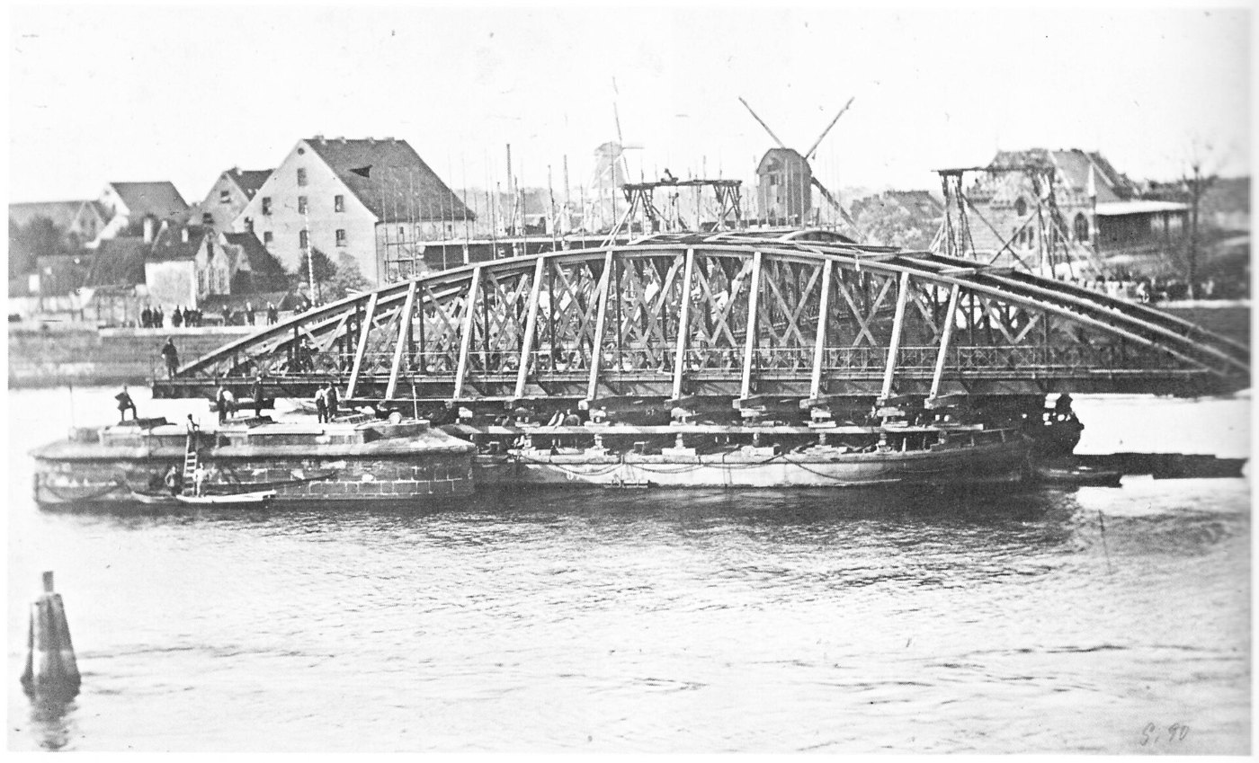 Bau der Eisenbahnbrücke über die Weser in Bremen (1866)
