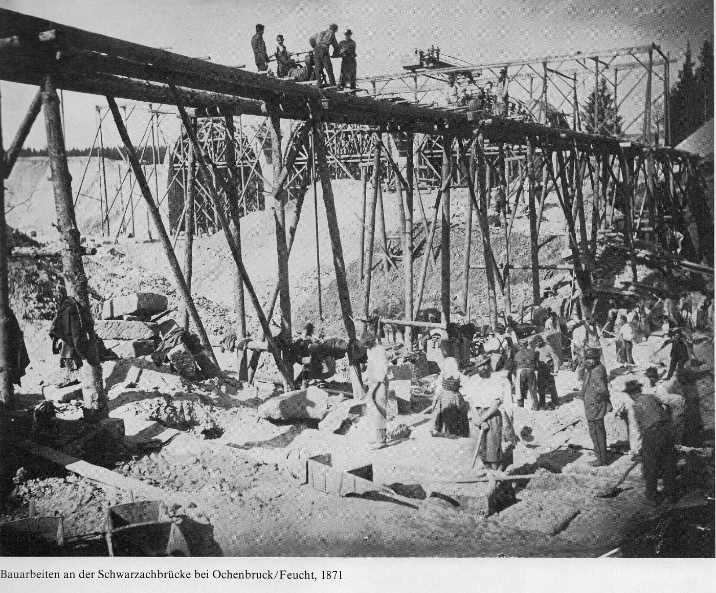 Bau Eisenbahnbrücke Ochenbruck