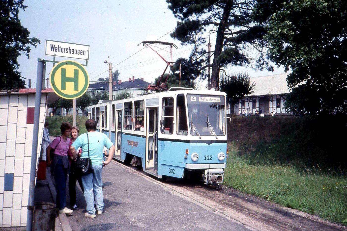 Thüringerwaldbahn KT4D tram nr 302, , Waltershausen, DDR Aug 1989