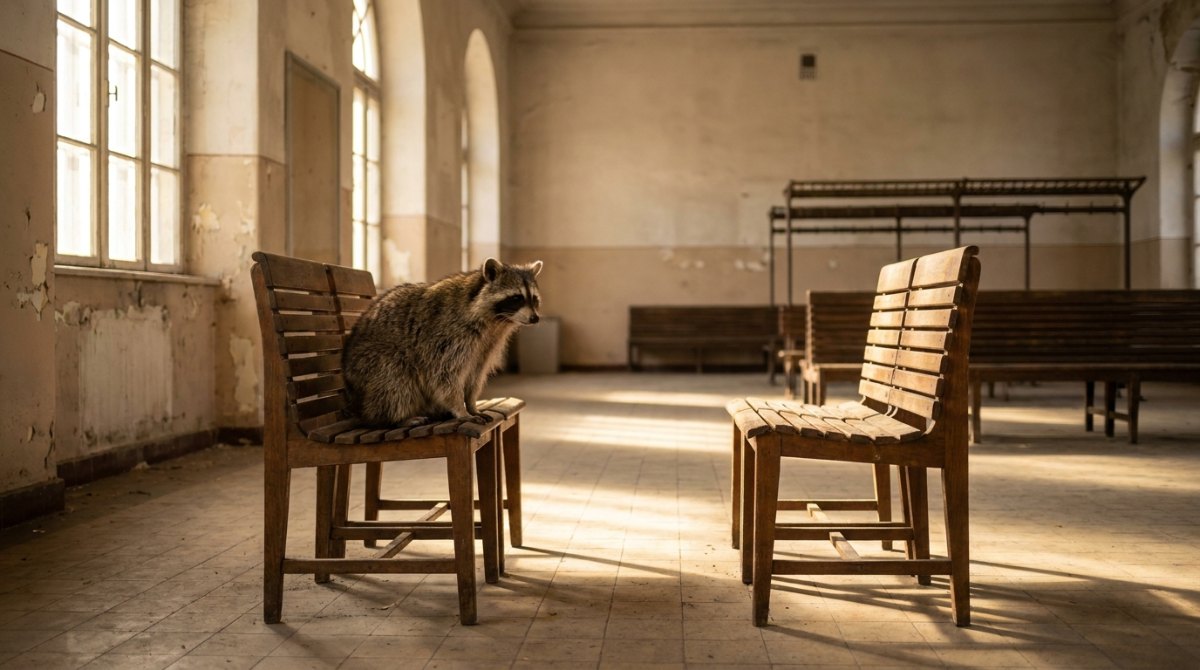Waschbär nimmt einen nützlichen Hinweis gelassen an