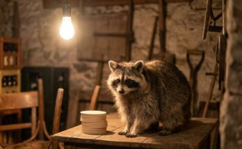 Waschbär auf einem Holztisch neben einem Stapel Bierdeckel im Hinterzimmer eines alten Bahnhofs – die Gebote für Anfänger, die keiner aufschreibt