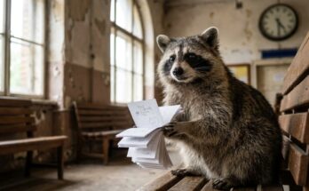 Waschbär blättert im Wartesaal durch ein Daumenkino – Mimik lernen wie Jim Carrey