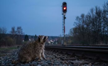 Waschbär vor einem roten Haltesignal – Warnsignale, wann du nicht auf die Bühne solltest