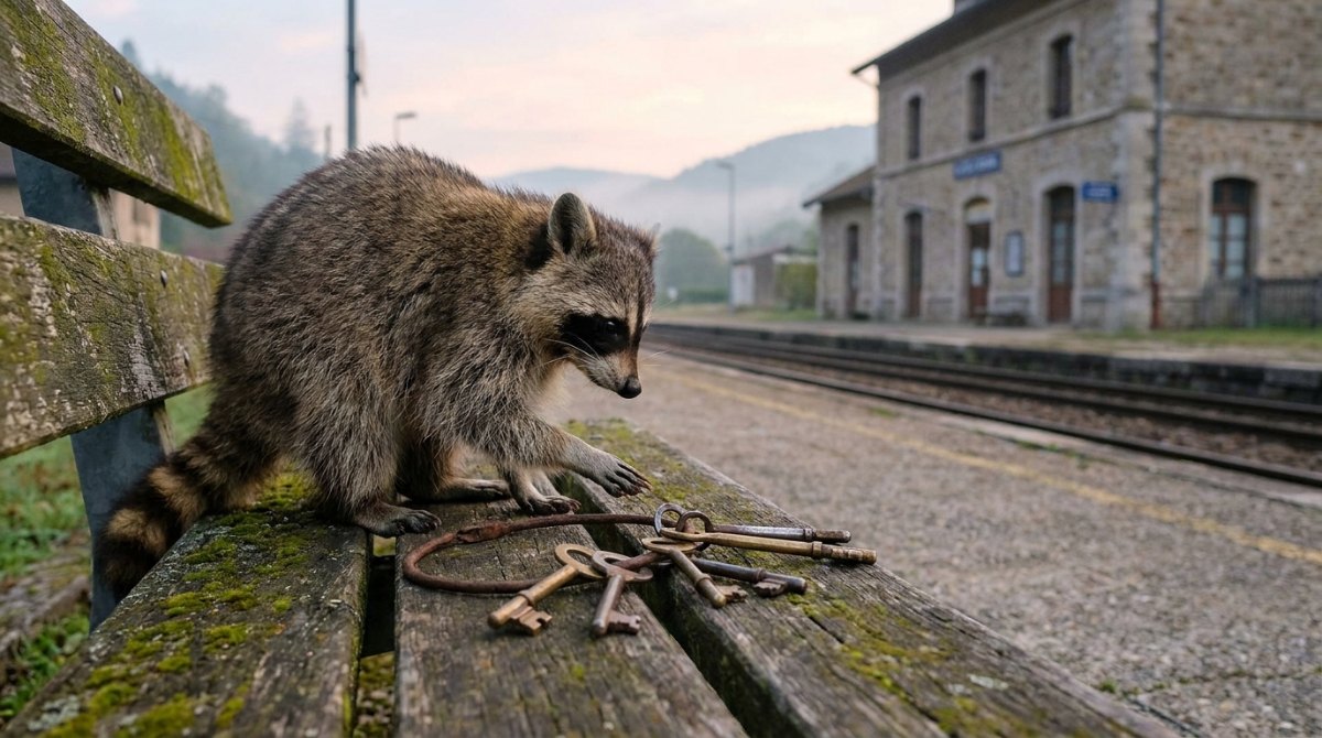 Waschbär mit einem Schlüsselbund auf der Bahnsteigbank – Repertoire aufbauen heißt, für jede Tür einen Schlüssel zu haben
