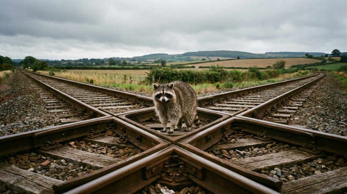 Waschb&auml;r f&auml;hrt mit klarer Richtung einem Ziel entgegen
