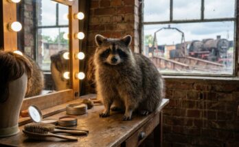 Waschbär am Schminktisch der Theatermaske im alten Lokschuppen – über echte Personen schreiben und verfremden