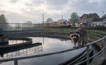 Waschbär am Klärbecken neben der Bahnlinie – Umgang mit Hate heißt sortieren und filtern