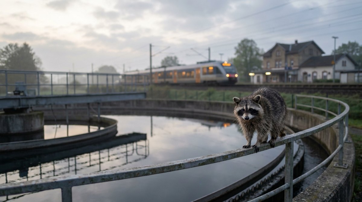 Waschbär am Klärbecken neben der Bahnlinie – Umgang mit Hate heißt sortieren und filtern