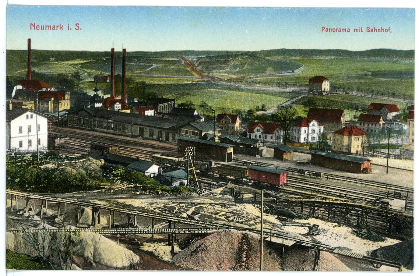 15509 Neumark 1913 Bahnhof Brück & Sohn Kunstverlag