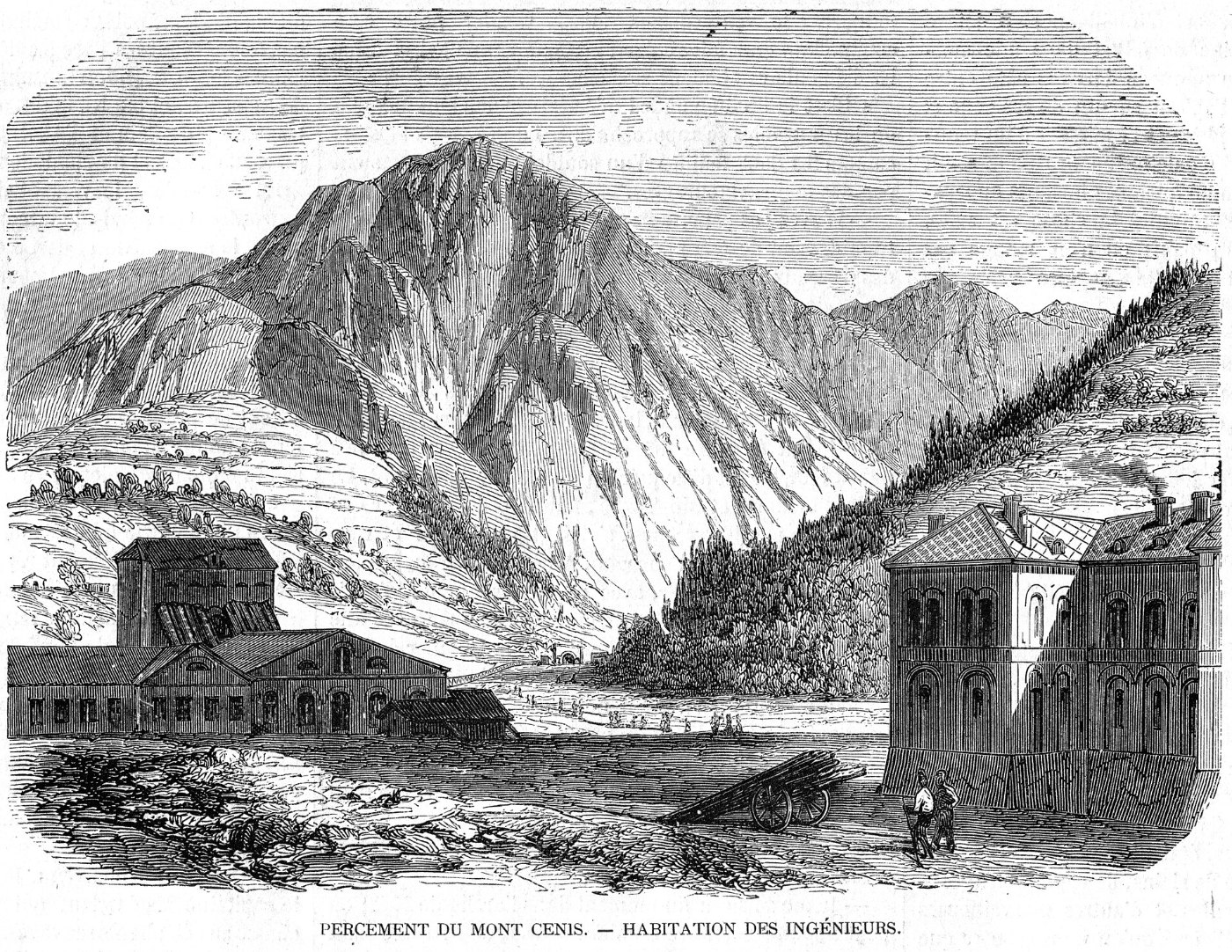 L'Illustration 1862 gravure Percement du Mont Cenis 01, habitation des i