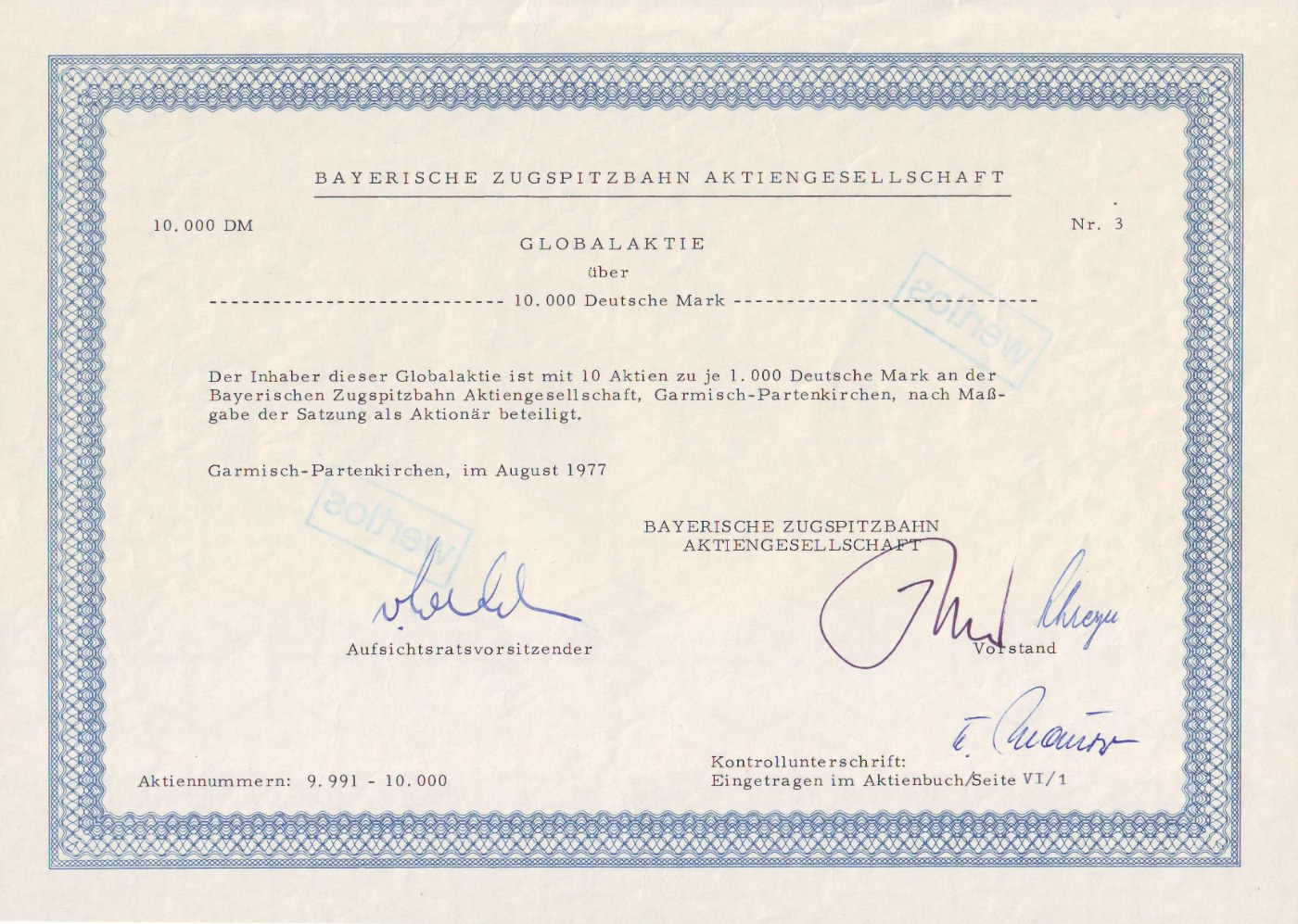 Historische Aufnahme der Zugspitzbahn von 1977