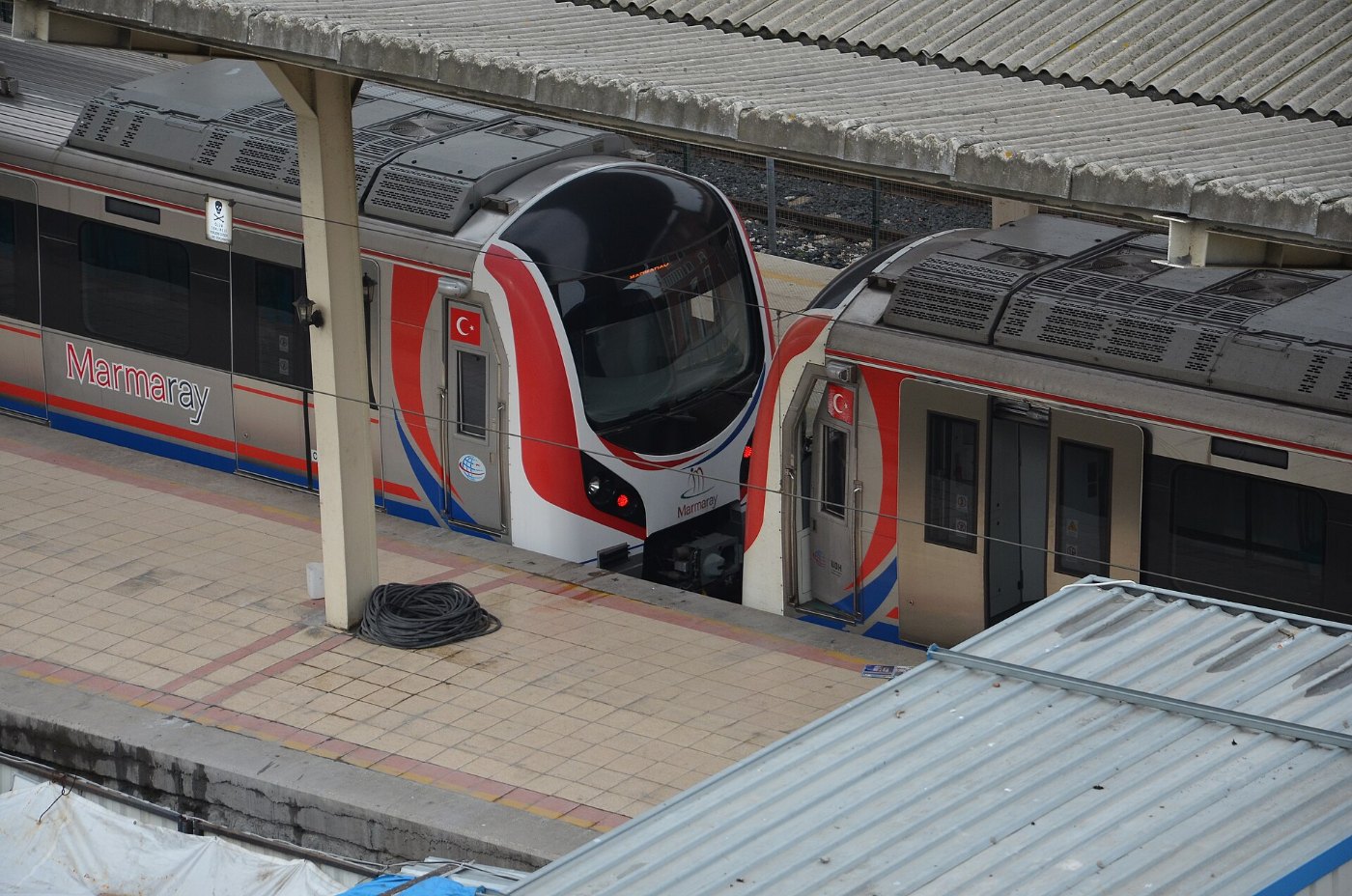 Trains parked at Marmaray station ()