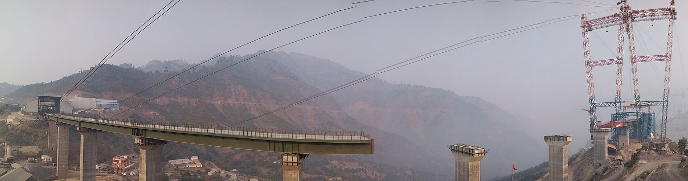 Aerial view of Kauri side, Chenab Bridge in 2016 2