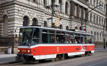 Tram on the street, Prague 8491