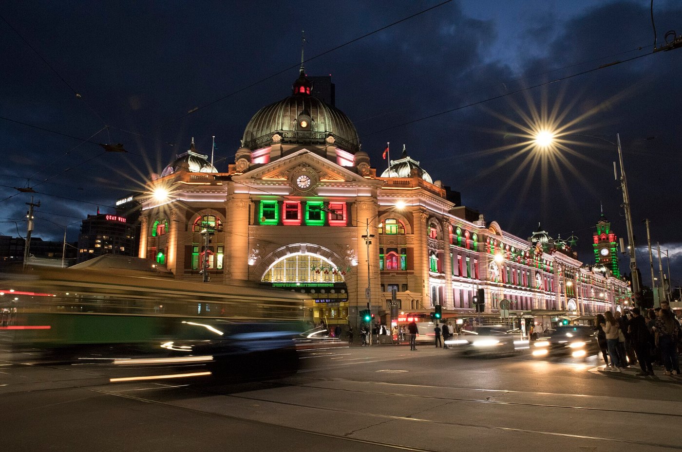 Flinders St Station at night