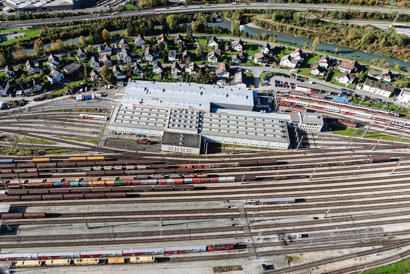 Bludenz Güterbahnhof Instandhaltung Schrägluftbild