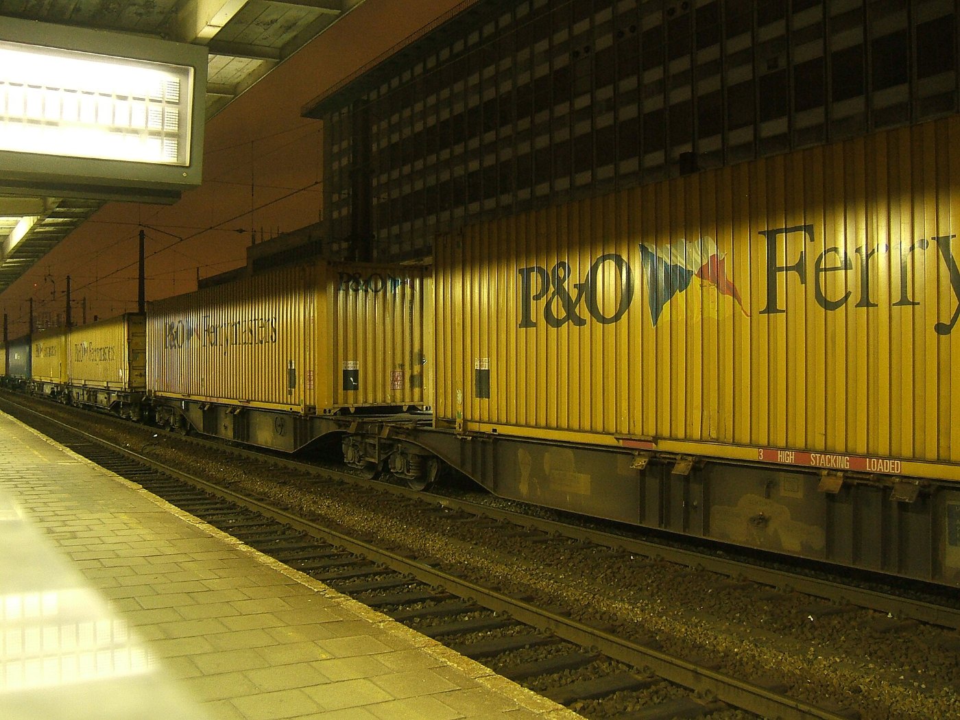 A rare goods train in Brussels South Station ()
