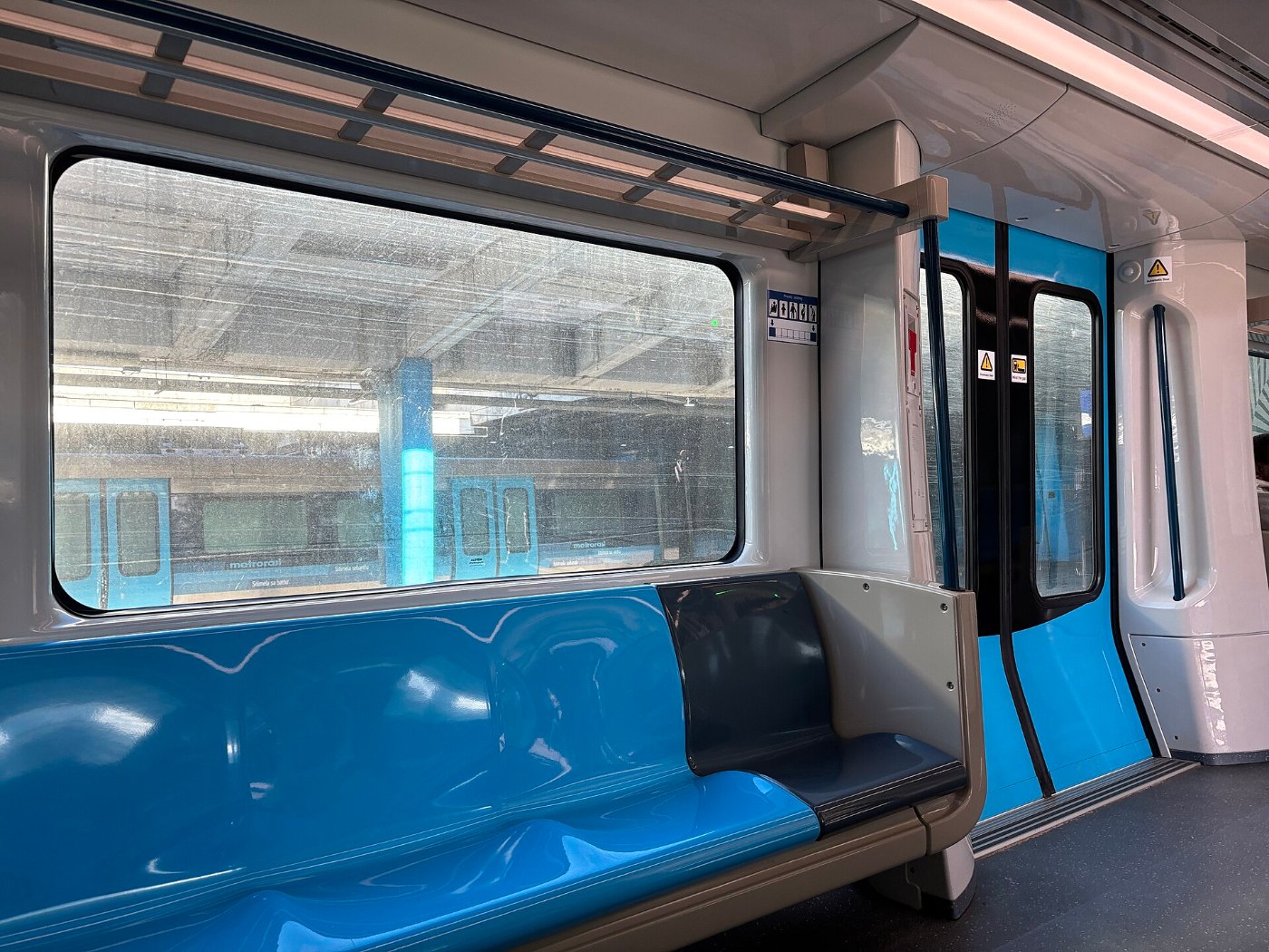 Seats inside a X'Trapolis Mega train at Cape Town station June 2026