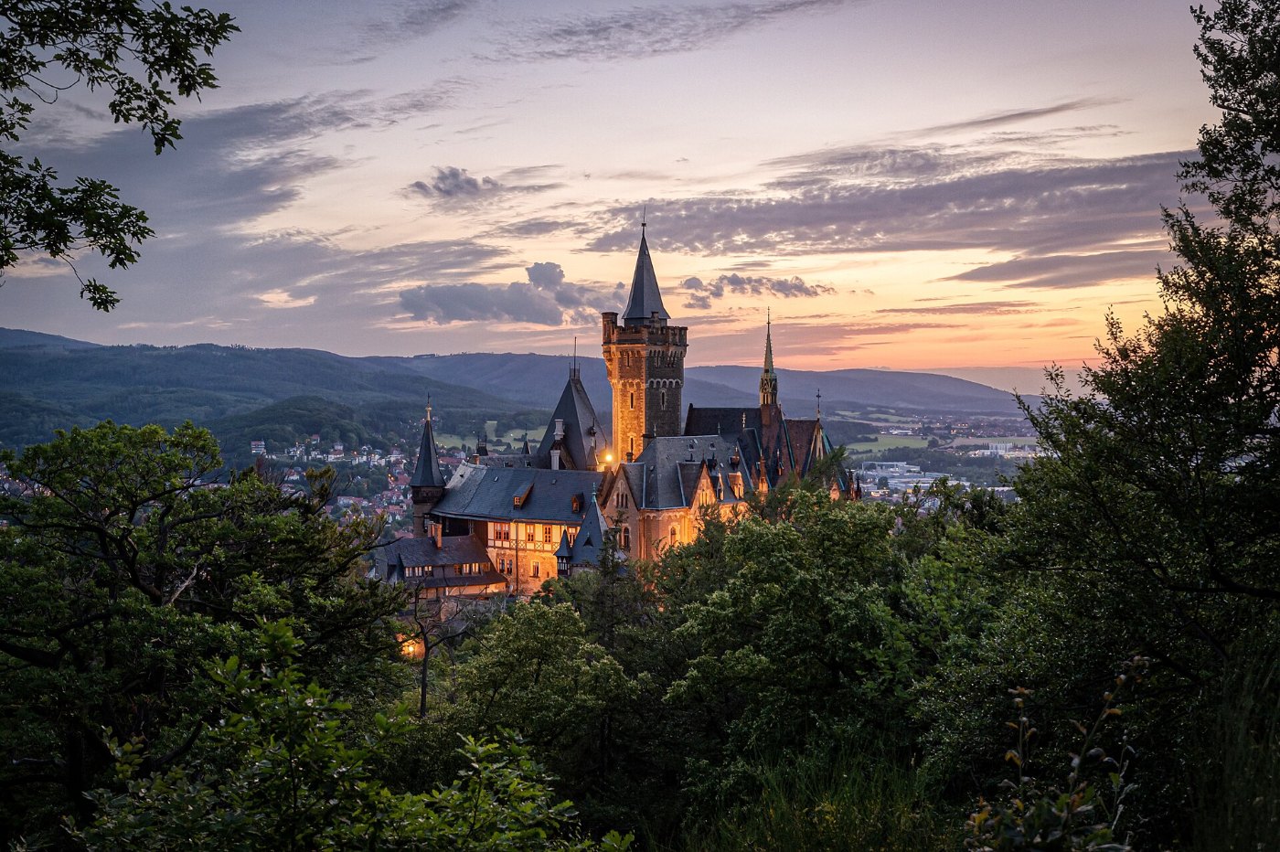 Schloss Wernigerode nach Sonnenuntergang