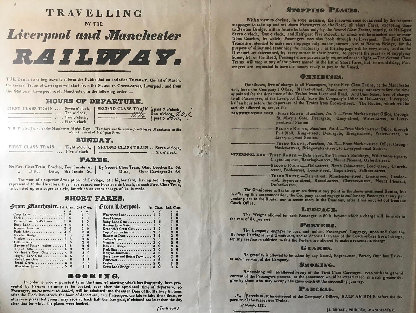 Liverpool and Manchester Railway 1831 billboard