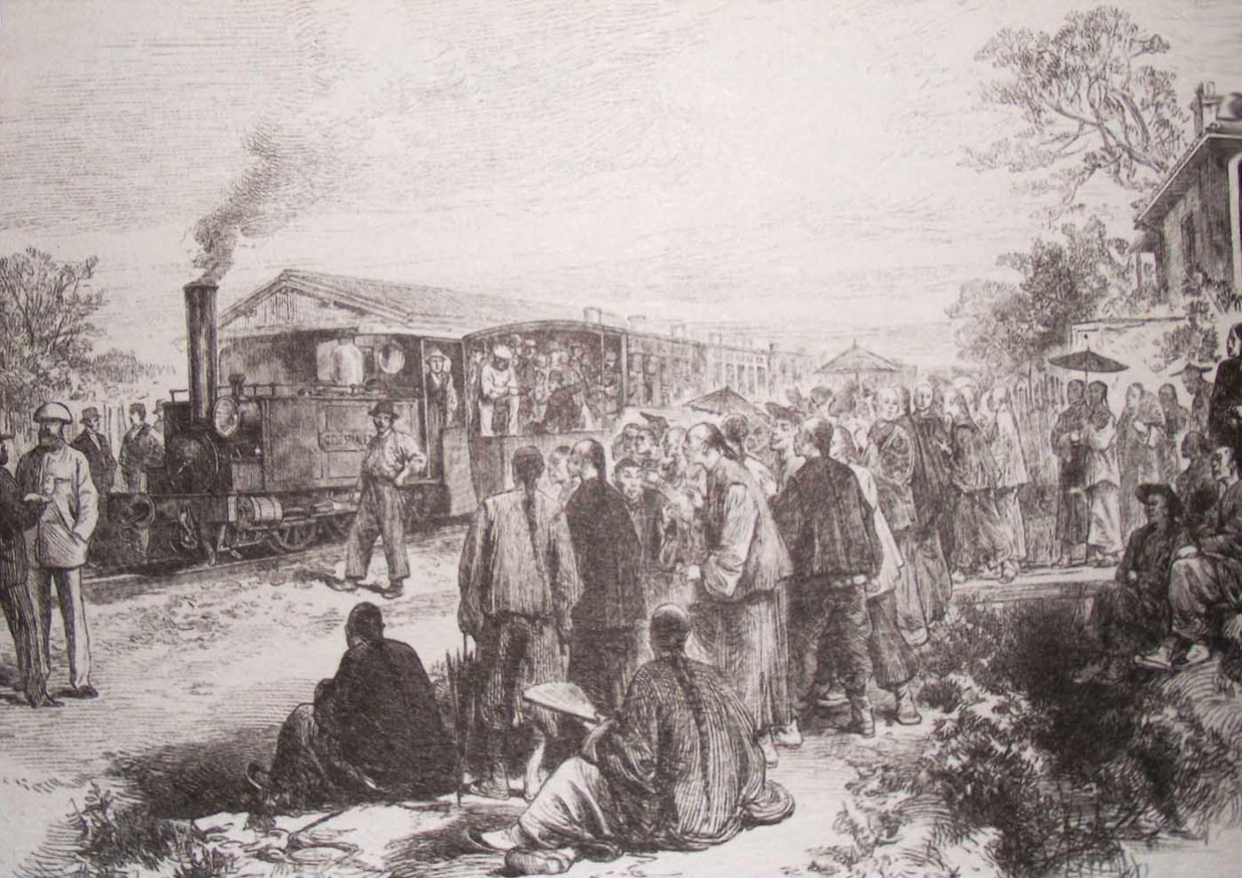 Opening of the first railway in China from Shanghai to Woosung Port, 187