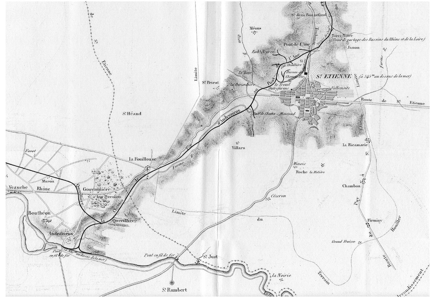 Historische Darstellung einer frühen französischen Eisenbahn