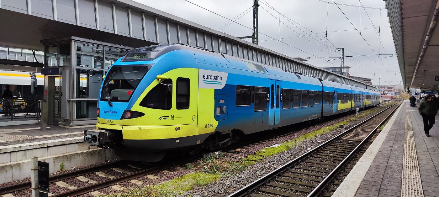 Ein Eurobahn-Triebwagen im Hauptbahnhof Münster