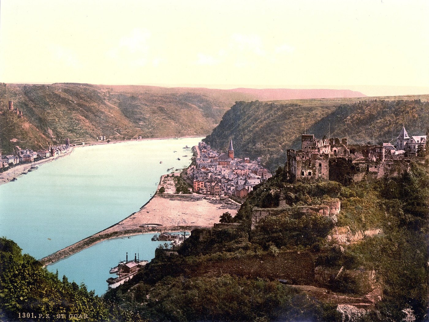 Sankt Goar am Rhein auf einer Aufnahme um 1900