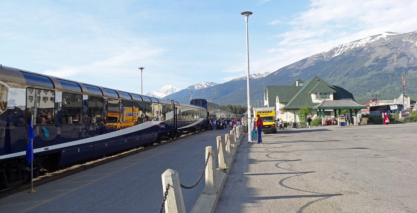 The Rocky Mountaineer Train and Canadian National Railway Station