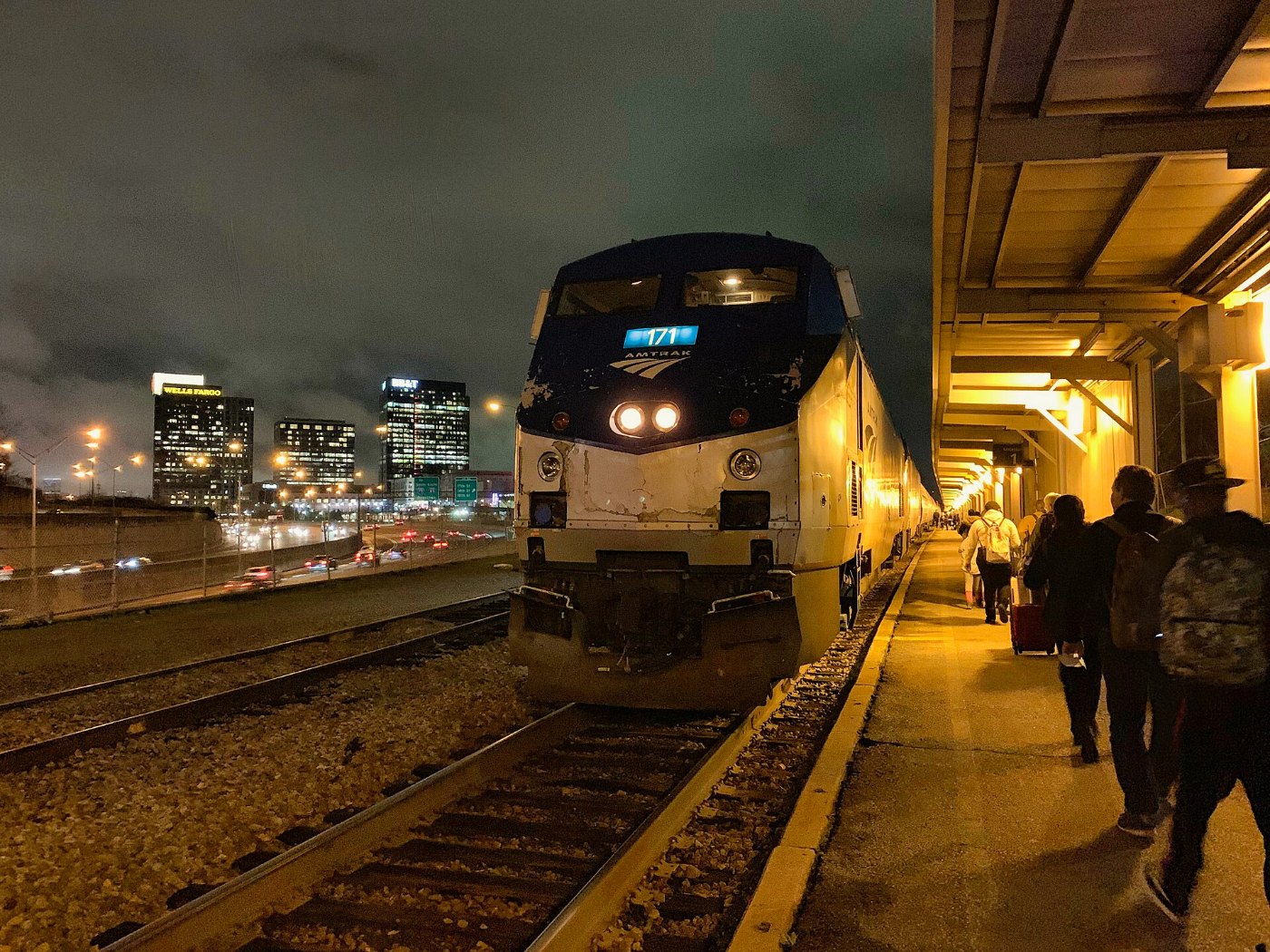 Amtrak's Crescent arrives at Peachtree station in Atlanta, Georgia