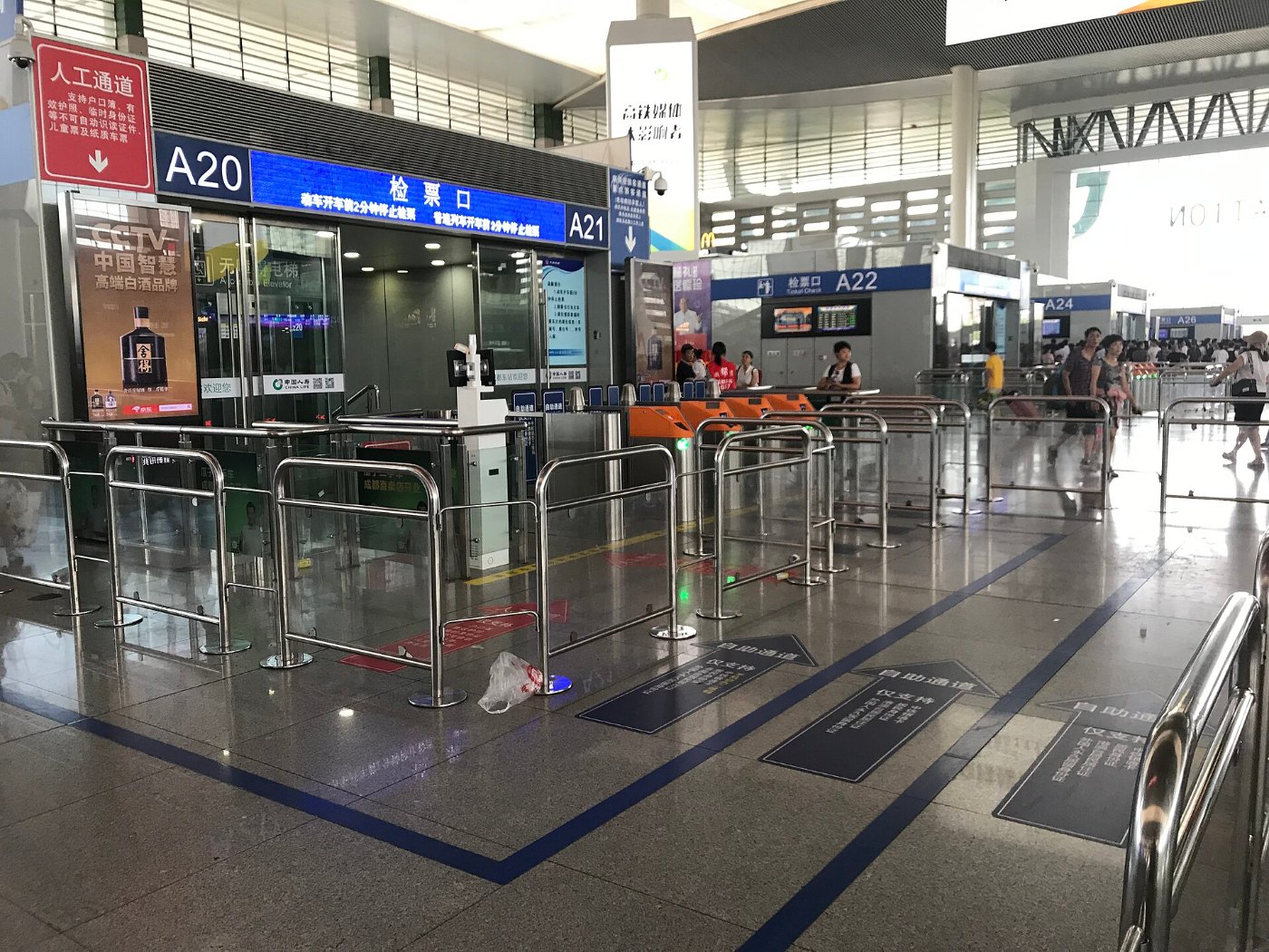 Fences In Front of Boarding Gates at Chengdudong Station