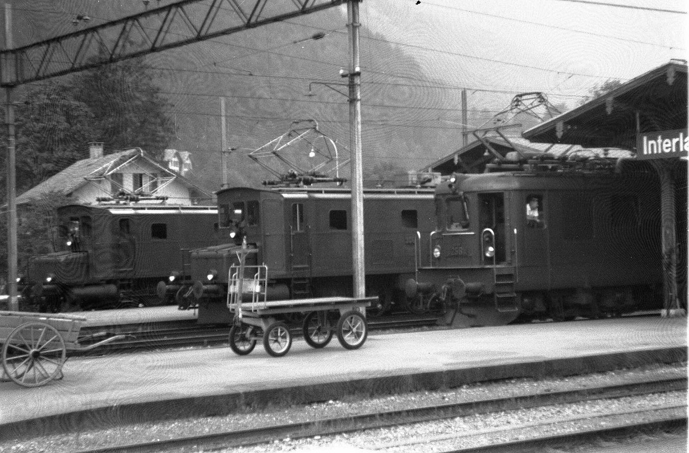 BLS electric locos at Interlaken Ost Station 1957