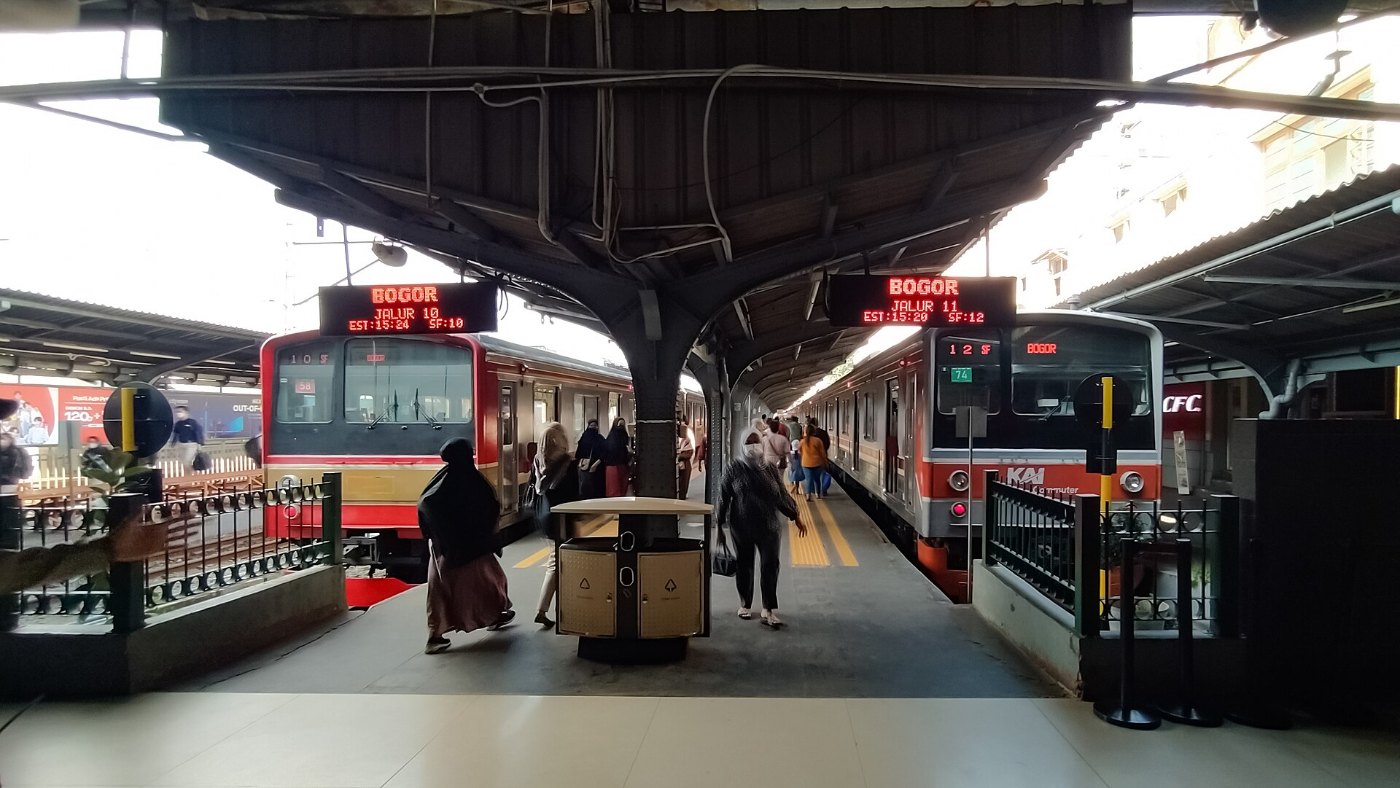 Two Commuter Trains at Jakarta Kota Railway Station
