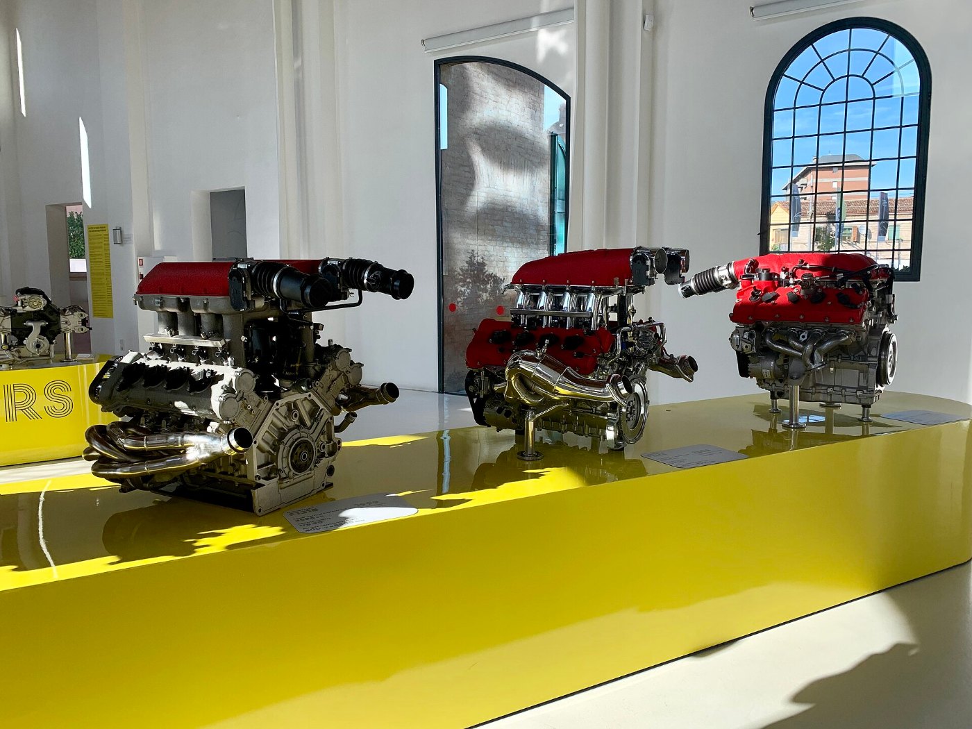 Ferrari engines at the old workshop of Museo Enzo Ferrari, Modena, Italy, 2019, 03