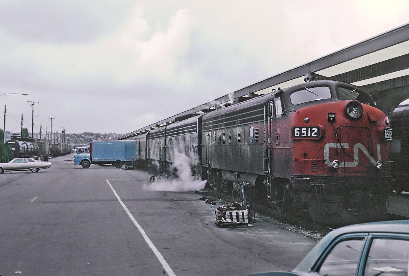 CN 6512 at Vancouver's CN station, looking east in October 1971 ()