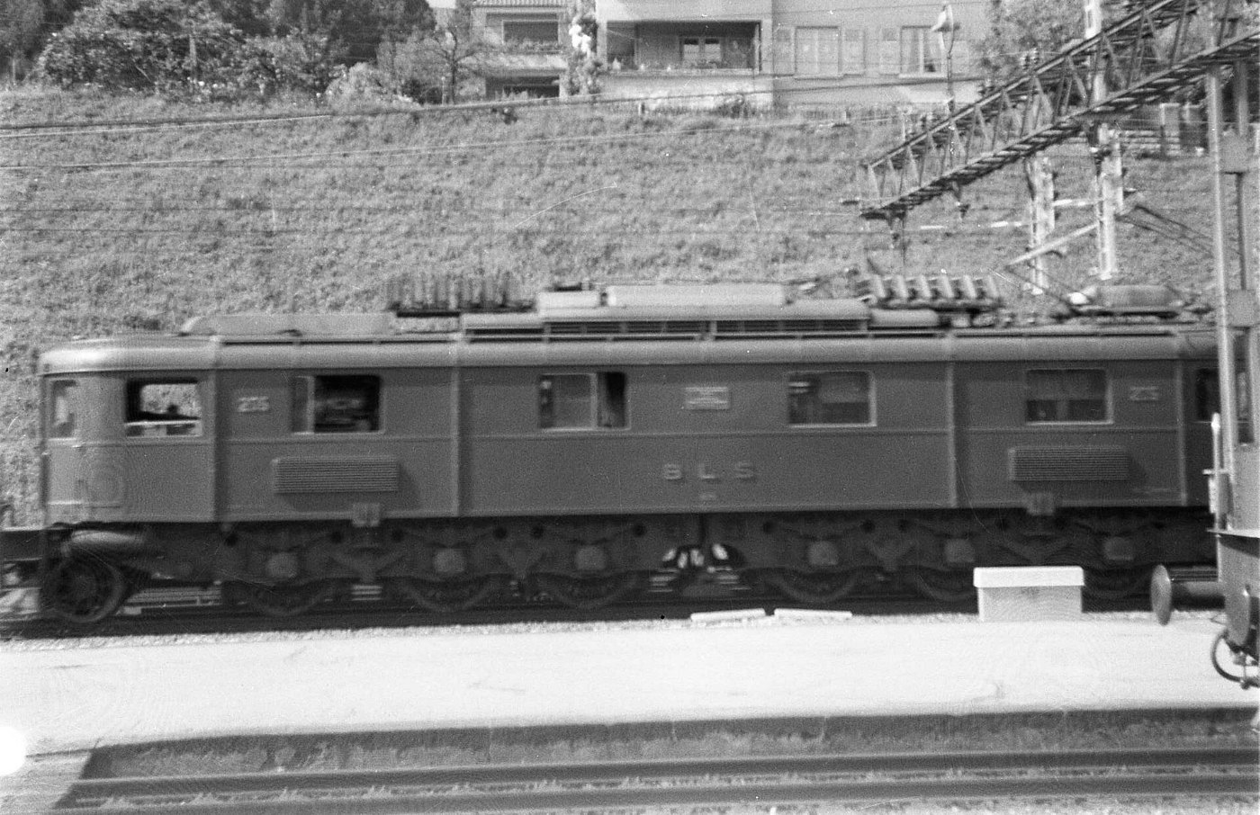 BLS electric locomotive 205 in Spiez station 1957